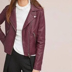 Anthropologie Purple Faux Leather Moto Jacket - Size L